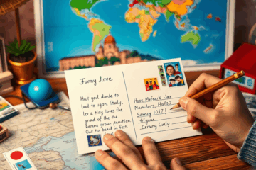 Invio di una cartolina personalizzata all'estero con affetto.