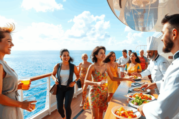 Un gruppo di persone felici che lavorano a bordo di una nave da crociera di Costa Crociere, godendo di un ambiente multiculturale mentre esplorano il mondo.