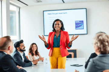 Immagine che rappresenta la comunicazione efficace e la presentazione delle proprie abilità.